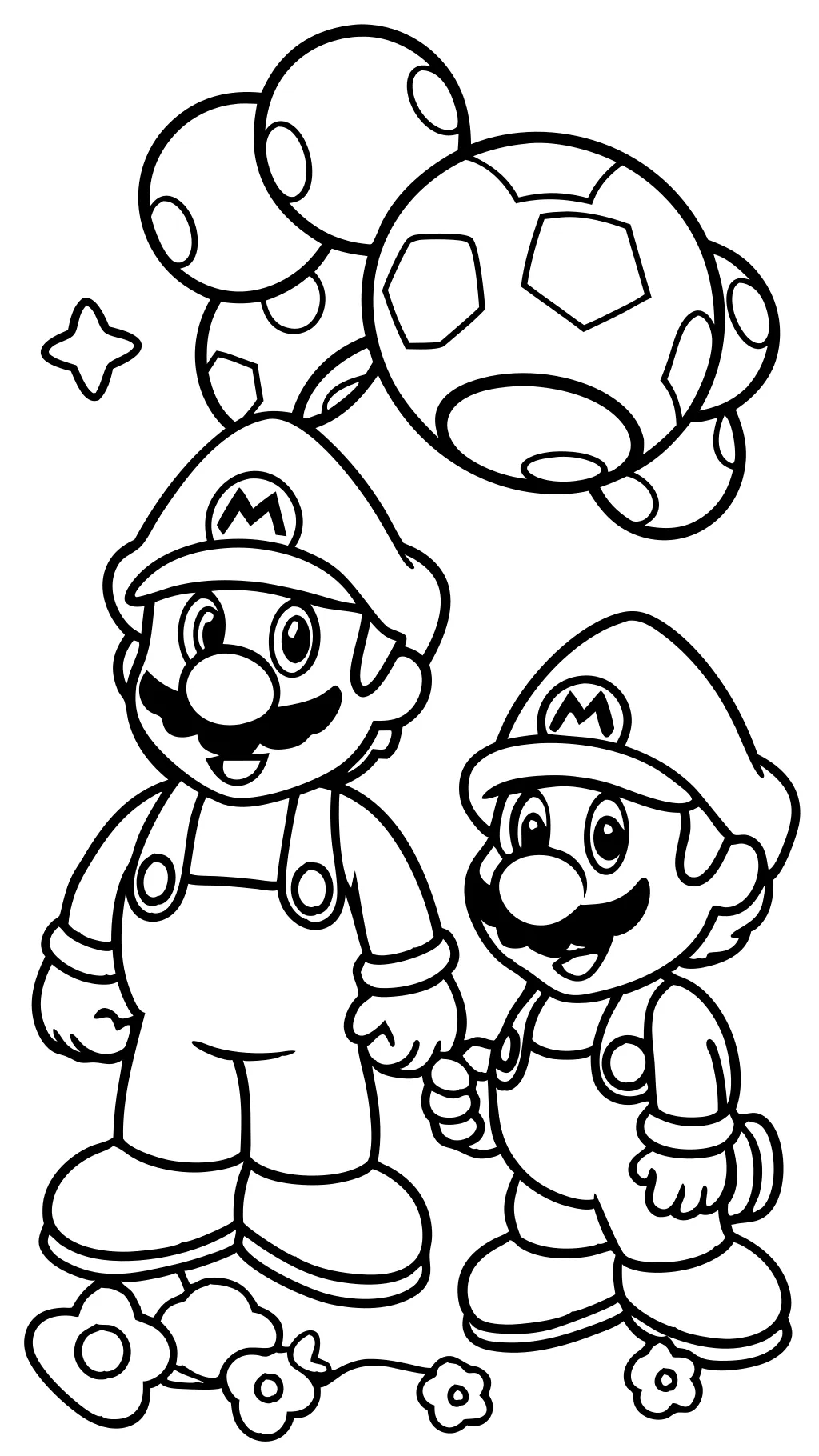 mario brothers color pages